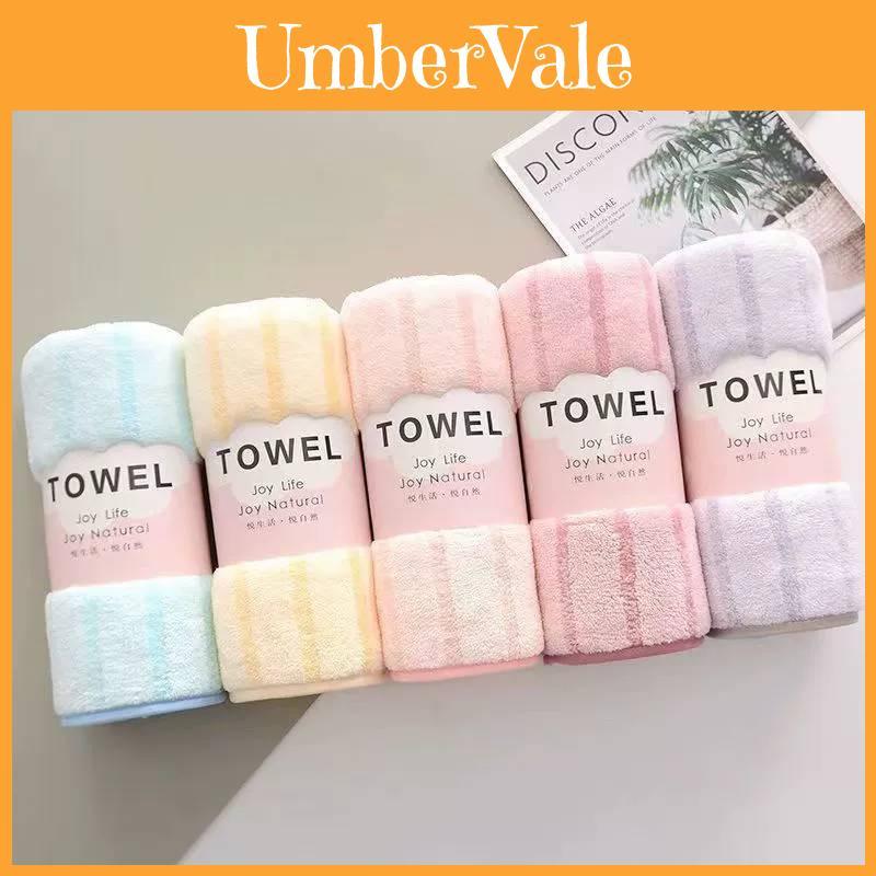 Coral Fleece Towel With Thick Absorbent Stripes For Home Use And Giftgiving
