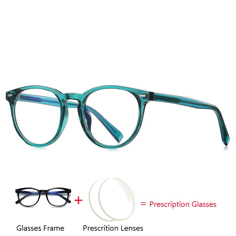Transparent Green Frame Round Optical Glasses With Prescription Anti Blue Rays/Photochromic/Progressive Eyeglasses