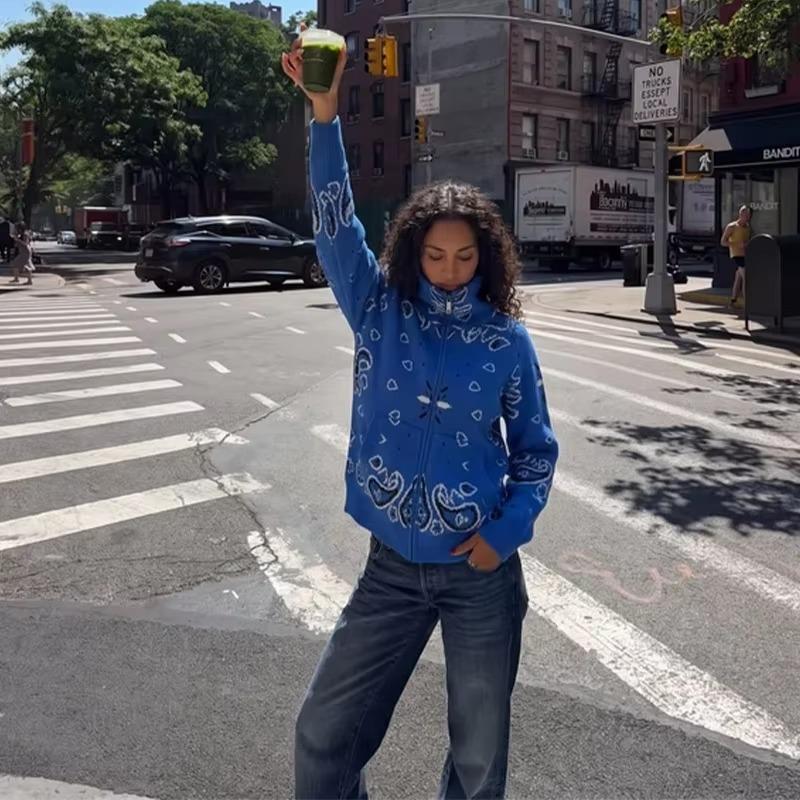 Street Printed Women`s Cardigan Knitted Full