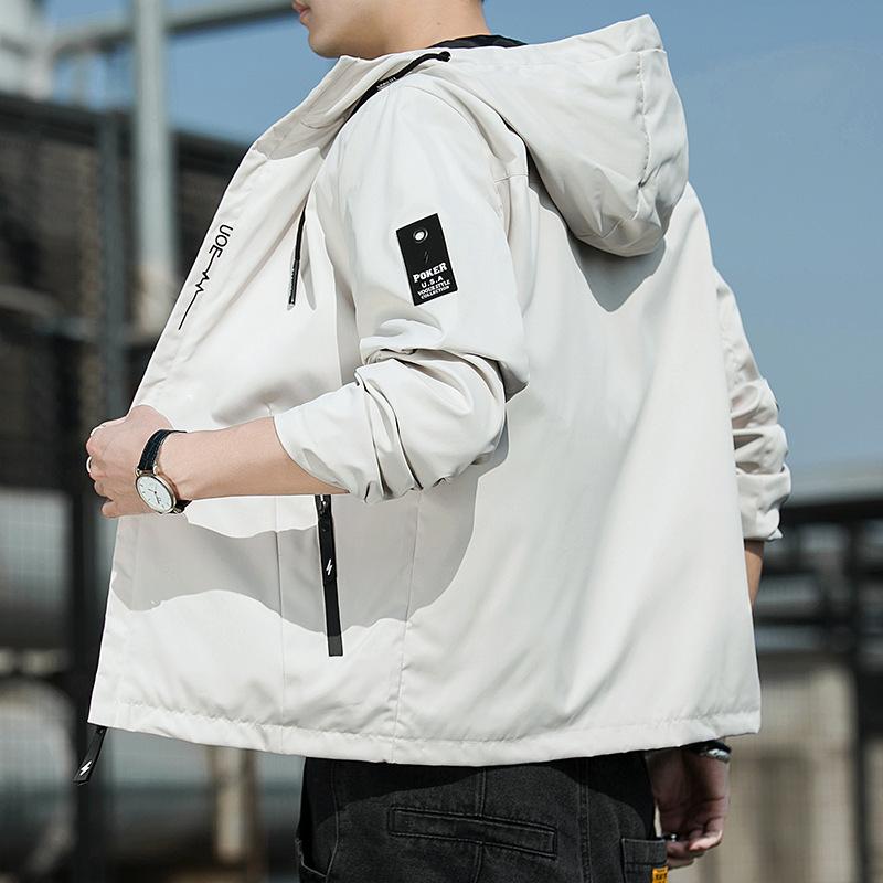 Men's Hooded Jacket Spring And Autumn Casual Windproof Jacket Trendy Workwear Windproof Waterproof Top