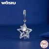 WOSTU 925 Sterling Silver Rainbow Moonstone Star Astronaut Charms pendants Dreamy Star Beads Fit Original Bracelet DIY Necklace