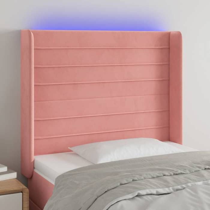 VidaXL Tête de Lit à LED Meuble de Chambre à Coucher Accessoire de Lit Simple Tête de Cadre de Lit Intérieur Rose 3124223