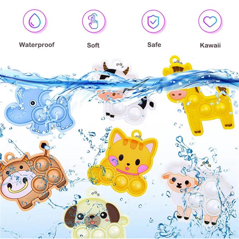 7/14/21Pcs Cartoon Animal Pop Keychain Small Toys Kids Birthday Party Favors Guest Gift Goodie Bag Pinata Filler Baby Shower