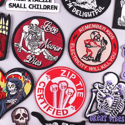 Zip Tie Certified Patch Punk Skull Embroidered Patches For Clothes Jackets Backpack Embroidery Diy Iron On Patches For Clothing 