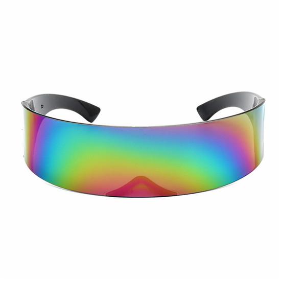 Partybrille Visier Wrap Shield Großer Spiegel Sonnenbrille Persönlichkeit Modebrille Reiten Winddichte Brille
