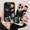 JT119 Cartoon World Illuminated Astronaut for iPhone 17 16 15 Pro Max Samsung S26 S25 S24 Ultra A17 A16 A07 A56 Xiaomi 15T Redmi 15c 14c Soft TPU Case
