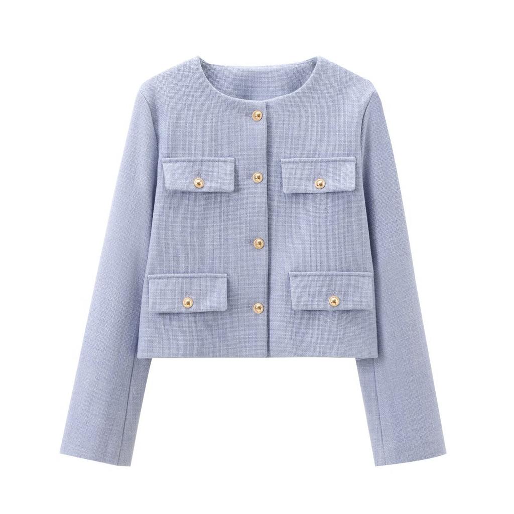 DAFIFY Women's Fashion Casual Solid Color Print Autumn Winter Long Sleeve O-Neck Jackets & Coats