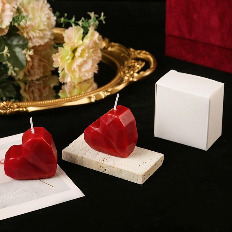 2pc Romantic Heart-Shaped Candles Flame Aromatherapy Candle Valentine’s Day Wedding Anniversaries Decor Perfect Gift for Couples