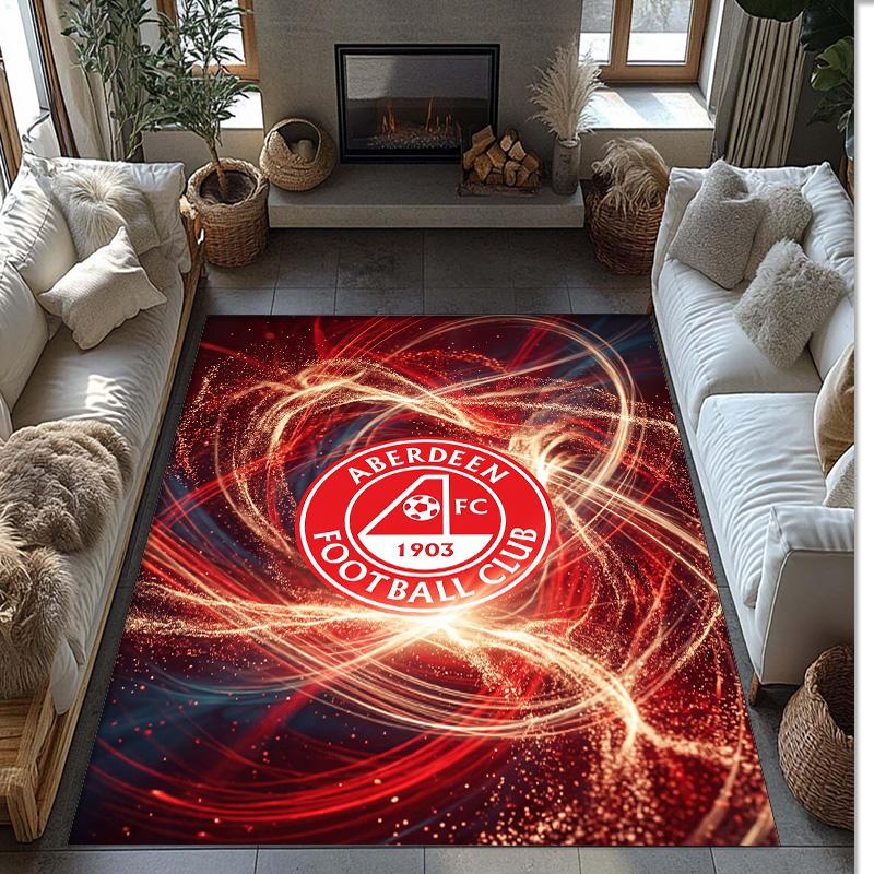 Aberdeen FC Soccer Football Pattern Soft Area Rug Non Slip Indoor Floor Carpet Sports Decor Mat for Bedroom