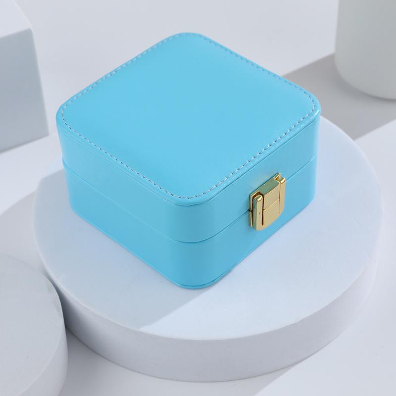 Mini Travel Jewelry Box Pu Leather Premium Sense Built-in Mirror Necklace Ring Earrings Portable Jewelry Box Organizer