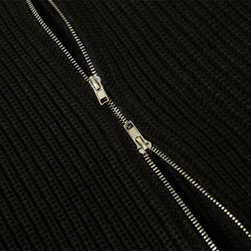 Autumn Men's Stand Collar Long Sleeve Color Block Zipper Loose Cardigan Sweater