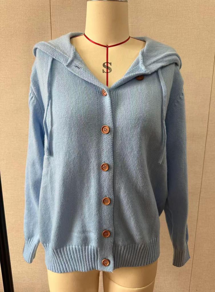European & American Knit Hooded Cardigan - Autumn/Winter Women's Fashion Solid Color Casual Jacket 2026