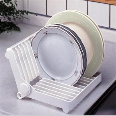 Foldable Dish Plate Drying Rack Organizer Drainer Plastic Storage Holder White Kitchen Organizer
