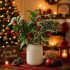 Artificial Floral Decor Christmas Pine Cone Fake Flowers DIY Home Xmas Gift Box Decor Red Christmas Berry Christmas Decorations