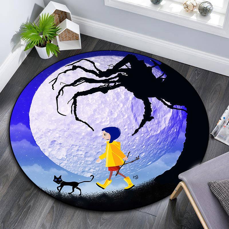 Coraline2 Round Area Rug,Carpet Rug for Living Room Bedroom Sofa Playroom Decor,Non-slip Floor Mat