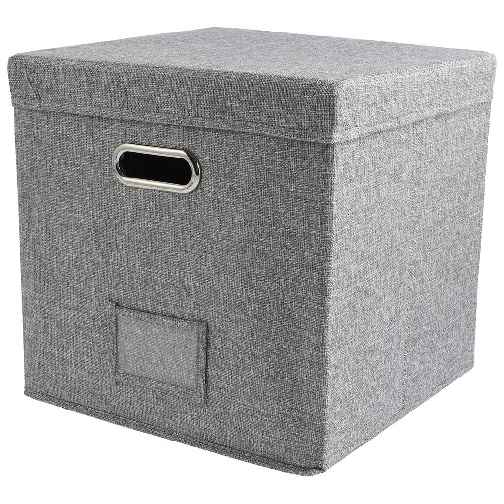 13 Zoll Faltbarer Organizer Großes Fassungsvermögen Schallplatten Aufbewahrungsbox mit Deckel Baumwolle Leinen Zuhause Schrank Multifunktionaler Organizer