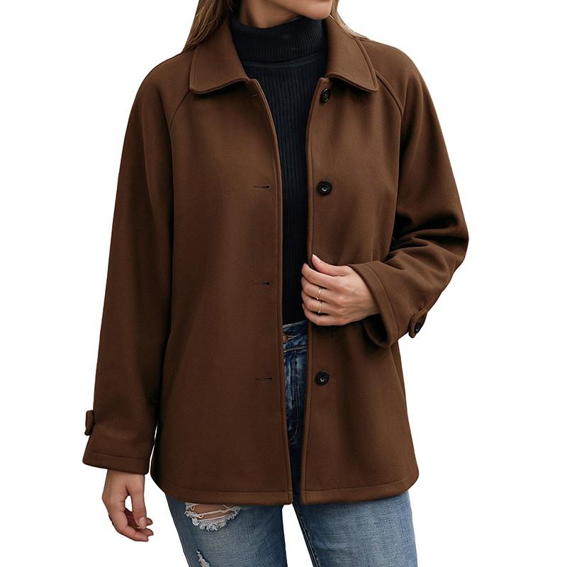 Womens Wool Blend Oversized Coat Winter 2026 Classic Notched Collar Single Breasted Long Sleeve Mid-Length Outerwear