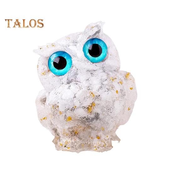 

Статуэтка совы из натурального хрусталя, статуэтка совы из смолы ручной работы, наполненная хрустальными камнями, настольное украшение в виде совы для домашнего офиса, автомобиля, исцеление рейки белый