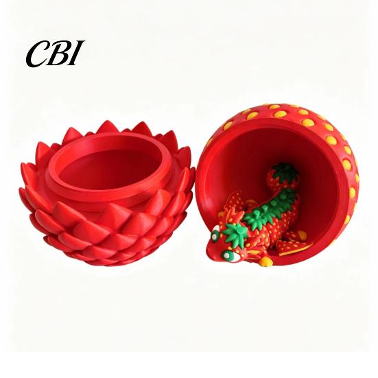 Movable Dragon Figurine Strawberry Egg with Dragon, 3D Printed Fidget Toy Collectible Ornament Flexible Joints, Decoration for Home Office Shape