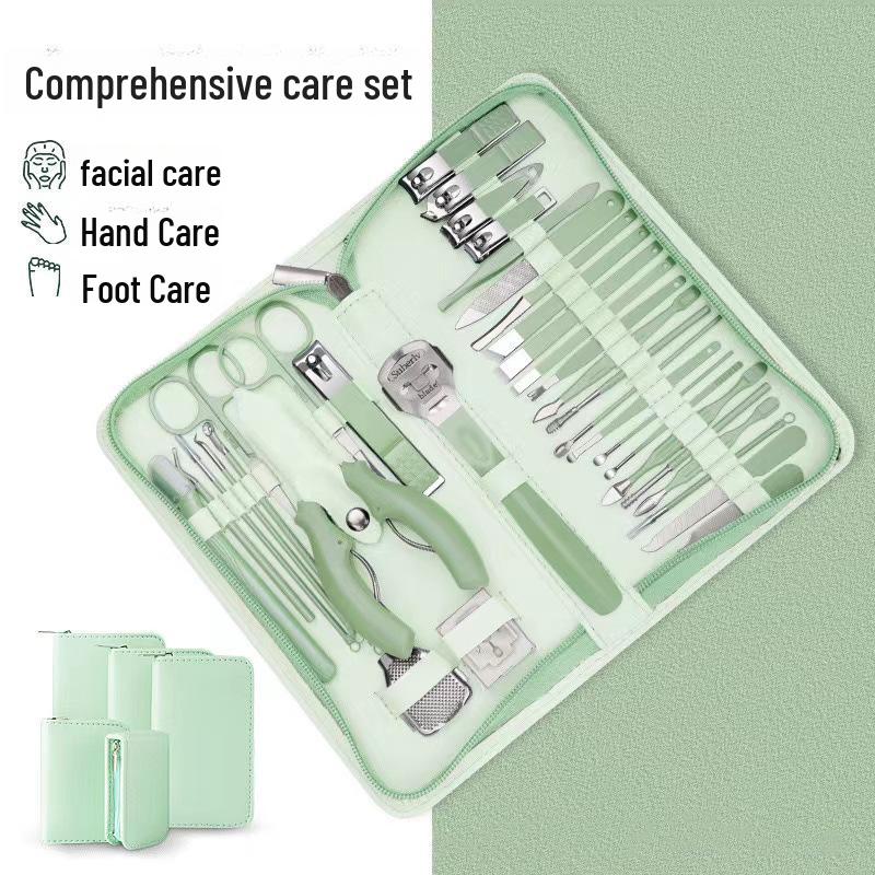35-teiliges Maniküre-Set aus Edelstahl mit Falkenschnabel- und diagonalen Nagelknipsern