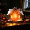 Wooden Festive Decorations Christmas Glowing House Ornament, LED Tabletop Decor for Hanging Holiday Village Display, Light Up Party Supplies Indoor