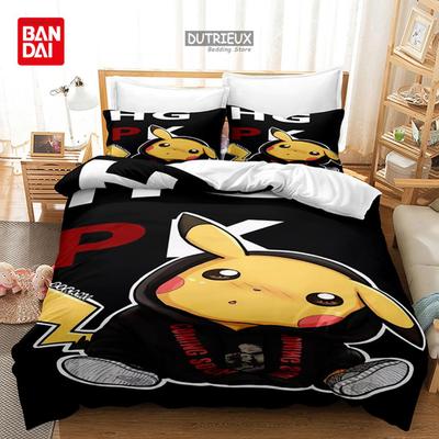3D Pokemon Bettwäsche Set Pikachu Bettbezug Steppdeckenbezug Kissenbezug Doppel Queen King Size Kinder Schlafzimmer Heimtextil