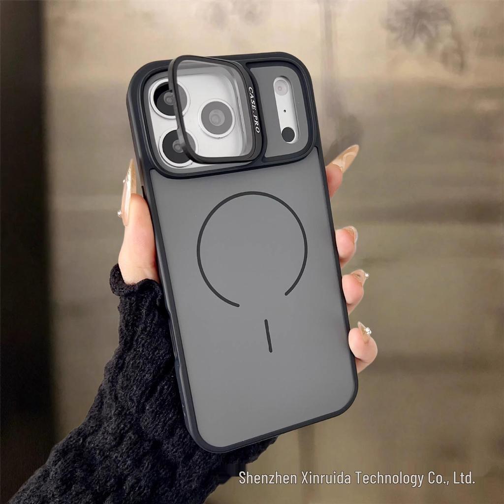 iPhone 17 Pro Max Case with Lens Protector, Stand, Matte Finish, Magnetic, Drop-Proof.