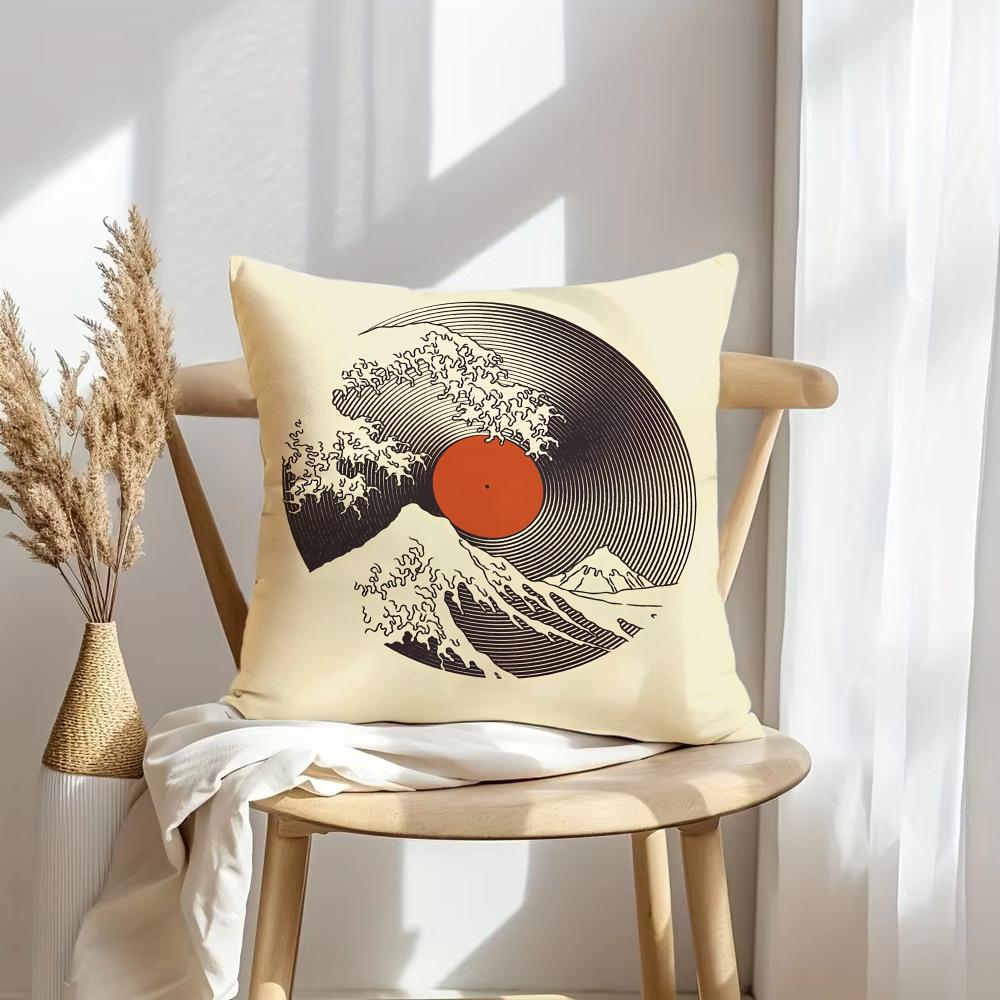 Music CD Cushion Cover Soft Plush Throw Pillow Cover DoubleSided Decorative Cushion Case Sofa Bedroom Home Decor