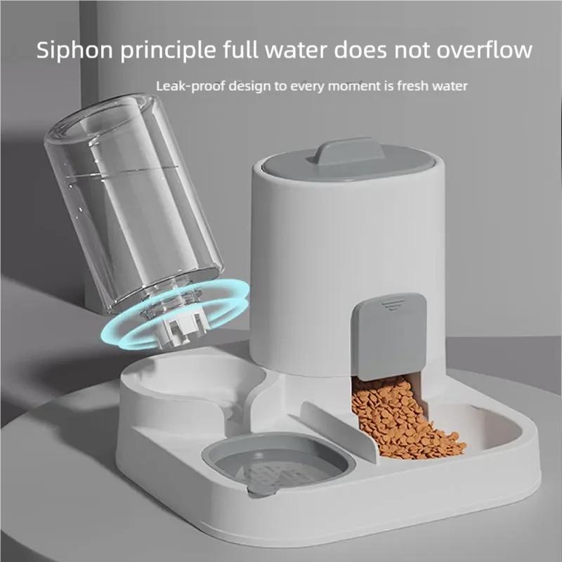 2 in 1 Automatic Gravity Cat Feeder Water Dispenser Spill-Proof Large Capacity One-Piece Design Pet Food Bowl Supplies 5