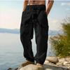 Men's Linen Four Seasons Thin Breathable Tooling Multi-Pocket Loose Casual Trend Wide Leg Pants