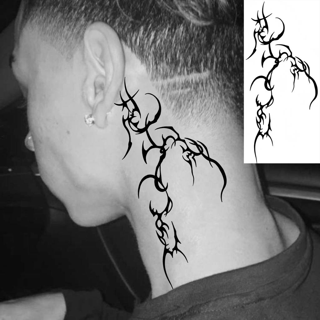 1 Foglio Tatuaggi Temporanei Vichingo Maori Drago Totem per Uomo Avambraccio Collo, Adesivi Tatuaggio Finti Temporanei Impermeabili Tatuaggi Realistici