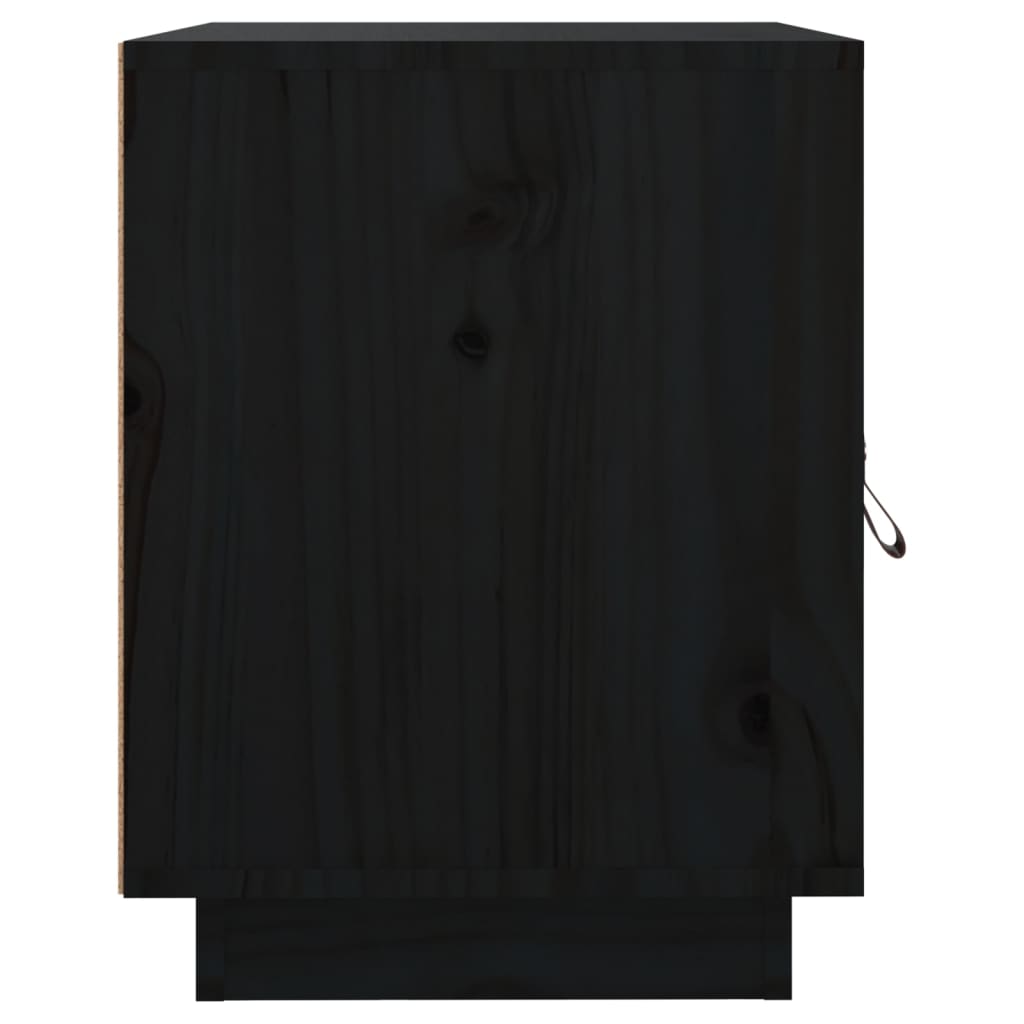 Vidaxl Szafka Nocna, Czarna, 40X34X45 Cm, Lite Drewno Sosnowe