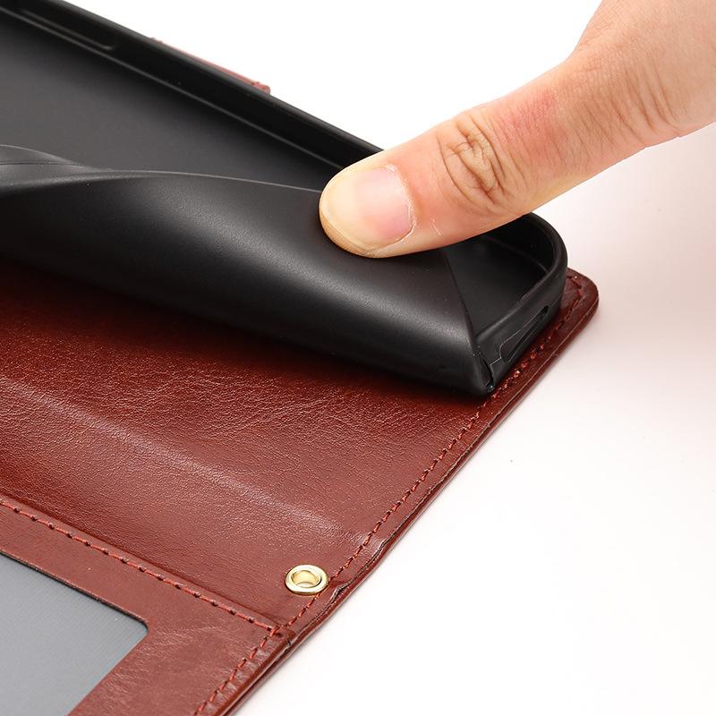 Flip cover mobile phone case is suitable for Samsung A57IPHONE mobile phone leather case insert card magnetic attraction solid color Crazy Horse patte