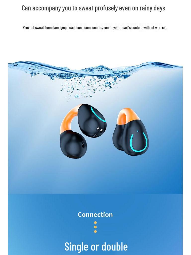 YYKQ71 AI Translation TWS Clip-on Bluetooth Earphones: High-Quality Sound, Non-In-Ear, Long Battery Life for Sports.