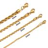 Stainless Steel Bracelet For Women Men 2/3/4/5/6MM Gold Color Twisted Rope Chain Bangle Fashion Never Fade Jewelry Accessories