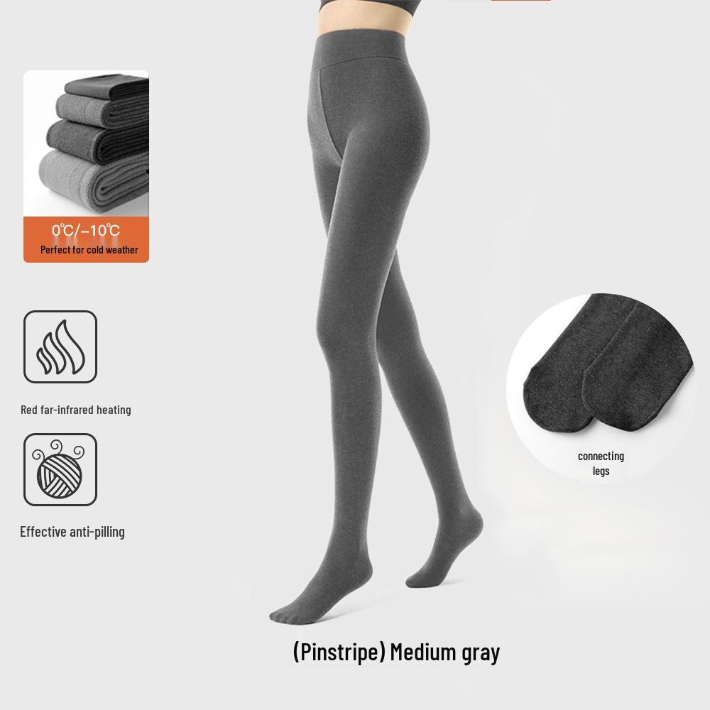 Gray Cotton Leggings: Warm, Thick, Threaded Slim Pantyhose for Autumn & Winter