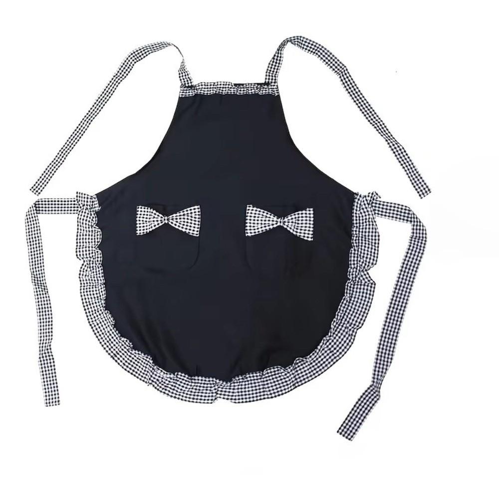 Ruffle Trim Kitchen Apron Bow Detail Halter Neck Apron Vintage Baking Apron  Home Use
