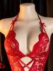 Transparent RedWomen Open Bodysuit Crotchless Sexy Temptation Adult Erotic Lingerie Teddy Body Suit Pajamas V-neck Hot Underwear