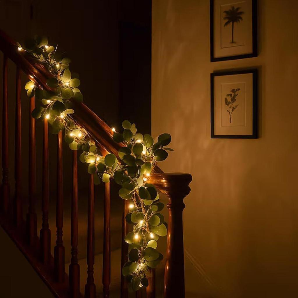 Simulated Olive Vine Garland With Lights 96 LEDs Fake Plant For Holiday Christmas Holiday Dorm Wall Decorations