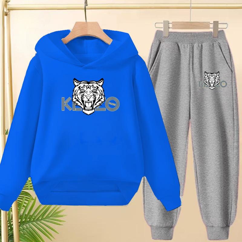 Children's 3-12Yrs Tiger print Pullover Hoodie Boys Girls Toddler Sweatshirt+Trousers Casual Fashion Charming Sports Jogging Set