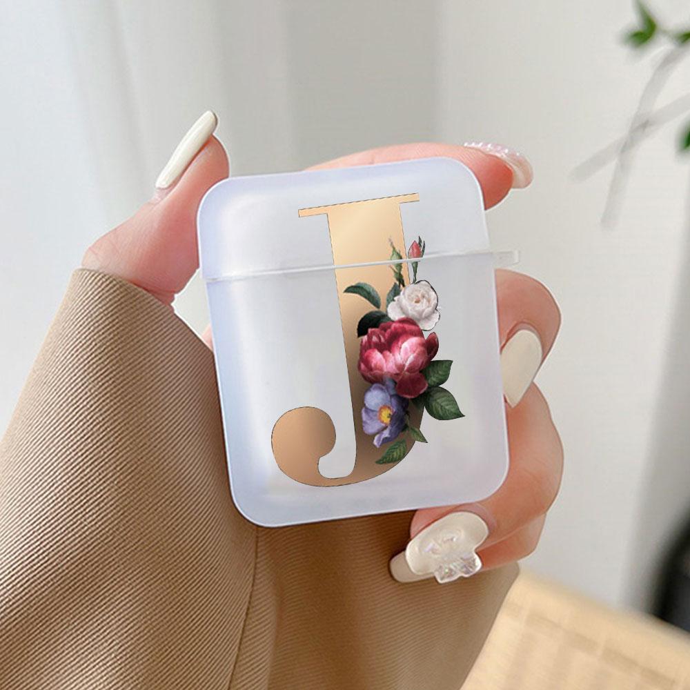 Cute Gold 26 Letters A Z Earphone Case for Airpods 4th 3rd Pro 3 2 Shockproof Cover for Airpod 2 3 1 Protective Accessorie Shell