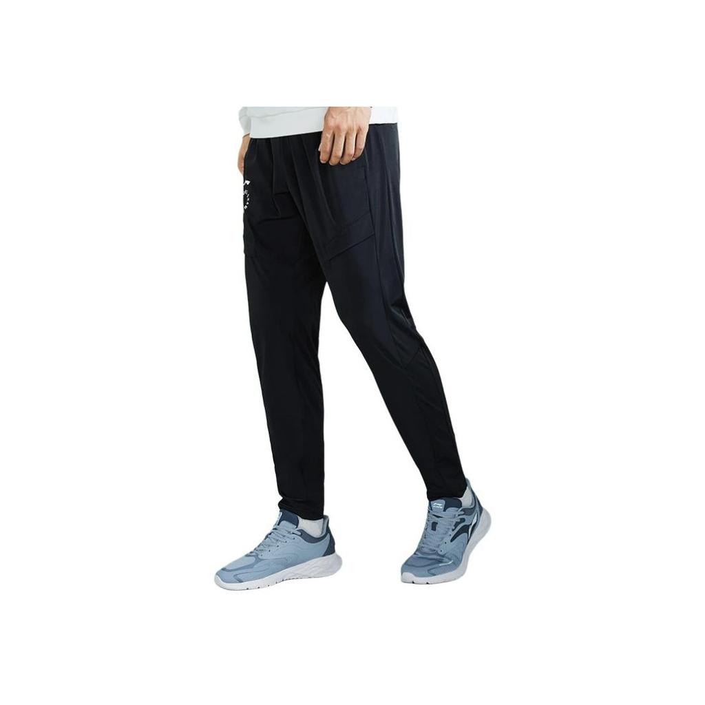Li Ning Combat Series Logo Print Knitted Tapered Sports Pants Men Pants Black AKLRA81-1