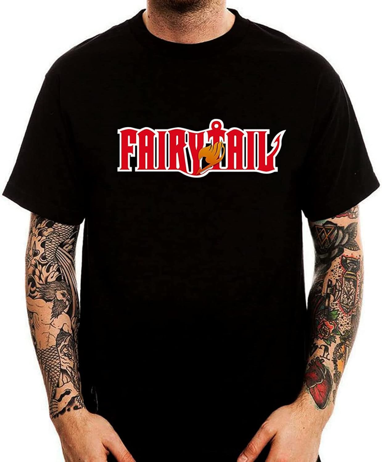 Men s Fairy Tail Manga Red Cotton Printed Men s T Shirt Top Tee XS чёрный