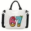 Steal a Brainrot 67 Unicorn Printed Student Crossbody Bag Casual Canvas Shoulder Bags