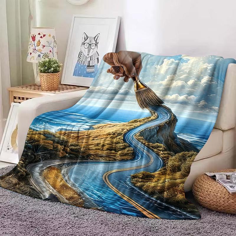 1Pc  New Retro Blanket With Dali Dreamy Print, Warm And Soft For Sofa, Bed, Car, Office, Camping, Travel - Perfect Gift For