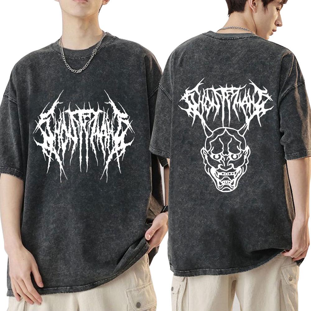 

Футболка Ghostemane с двухсторонним принтом и потертостями для мужчин и женщин, модные футболки в стиле «металл-рок», винтажная, состаренная, уличная одежда L