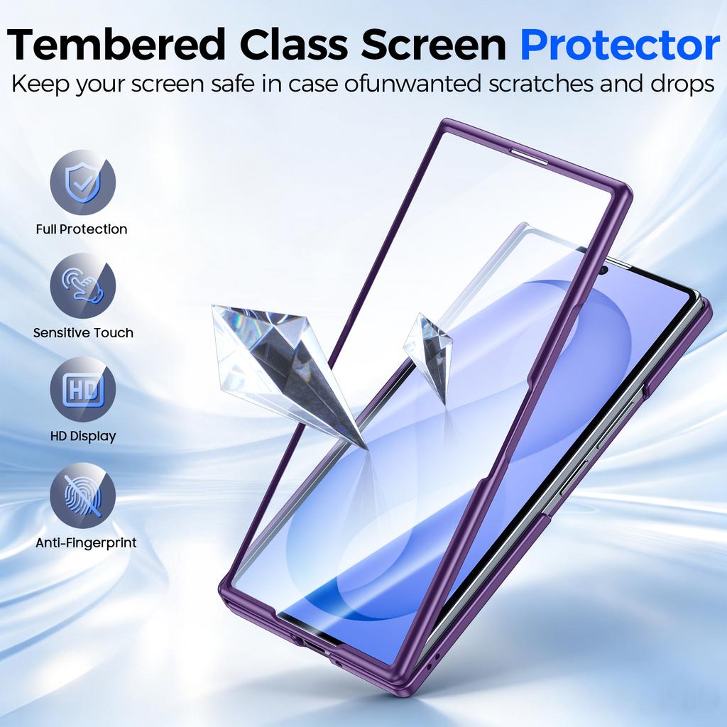 Samsung Galaxy Z Fold 8 Ultra Schutzhülle mit integriertem Displayschutz, Magnetring und Stoßabsorption - Lila