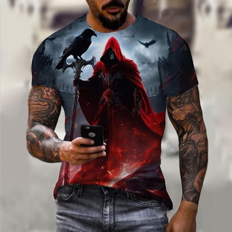 High-Definition 3D Print Unisex Casual T-Shirt, Comfortable Round Neck, Elastic Polyester Knit Fabric, Quick-Drying Summer Top for Outdoor Sports