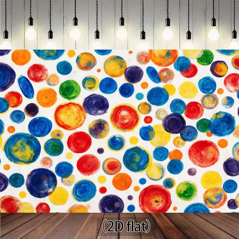 

2D Multicolor Polka Dot 2D Flat Banner, Watercolor Abstract Circles Background 47.2x31.5inch/120*80cm