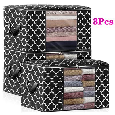 3 STÜCKE Große Kleideraufbewahrungstaschen mit Reißverschluss Organizer Unterbett Kleiderschrank Würfel Schrankboxen